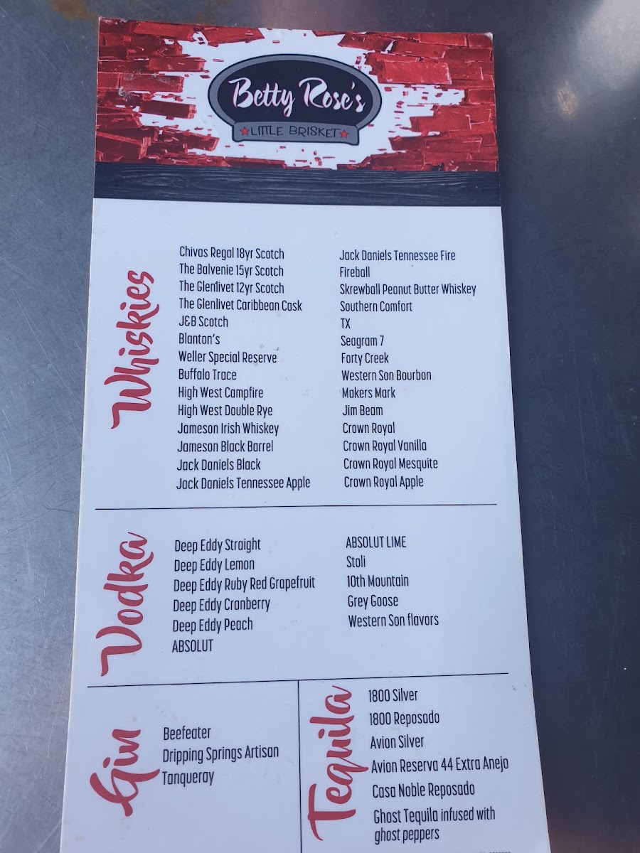 Menu Betty Rose's Little Brisket-8