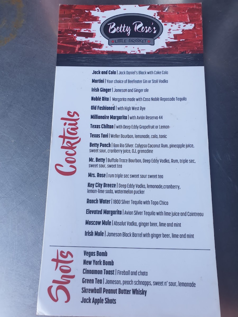 Menu Betty Rose's Little Brisket-9